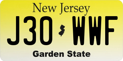 NJ license plate J30WWF