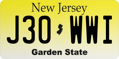 NJ license plate J30WWI