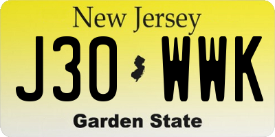 NJ license plate J30WWK