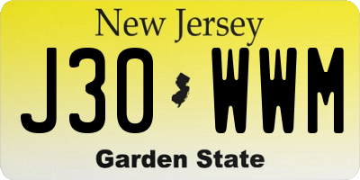 NJ license plate J30WWM