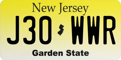 NJ license plate J30WWR