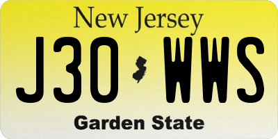 NJ license plate J30WWS