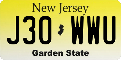 NJ license plate J30WWU