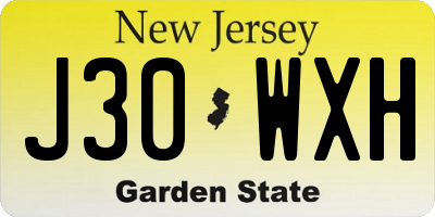 NJ license plate J30WXH