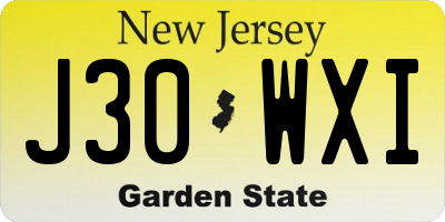 NJ license plate J30WXI