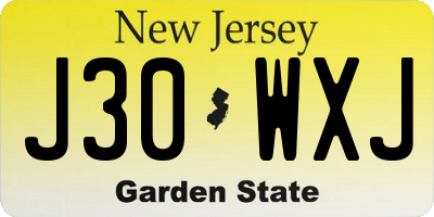 NJ license plate J30WXJ