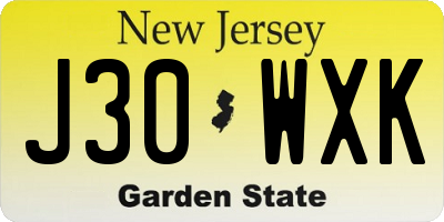 NJ license plate J30WXK
