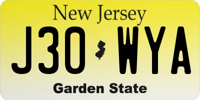NJ license plate J30WYA