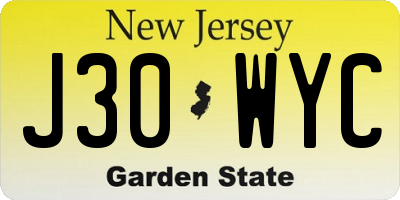 NJ license plate J30WYC