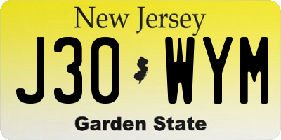 NJ license plate J30WYM