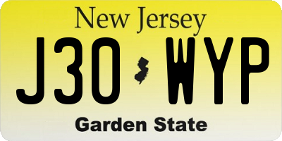 NJ license plate J30WYP