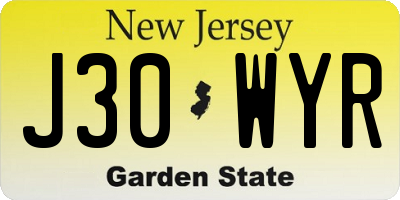NJ license plate J30WYR