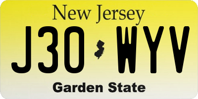 NJ license plate J30WYV