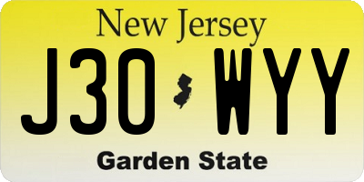 NJ license plate J30WYY