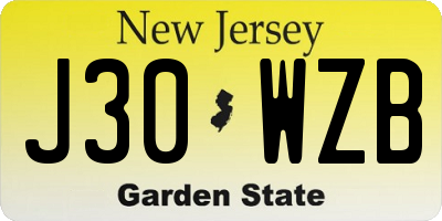 NJ license plate J30WZB