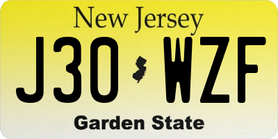 NJ license plate J30WZF