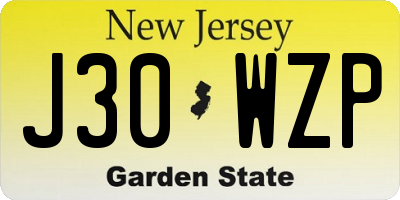 NJ license plate J30WZP