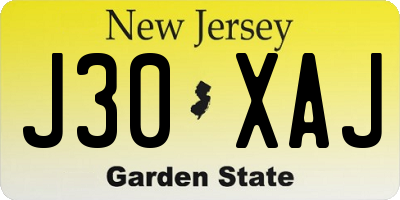 NJ license plate J30XAJ
