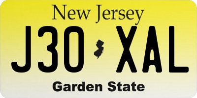 NJ license plate J30XAL