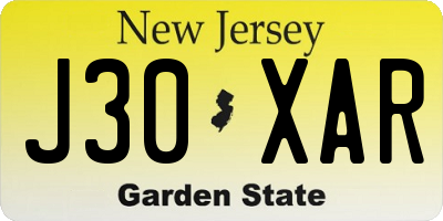 NJ license plate J30XAR