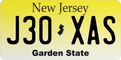 NJ license plate J30XAS
