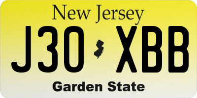 NJ license plate J30XBB