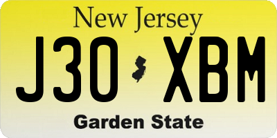 NJ license plate J30XBM
