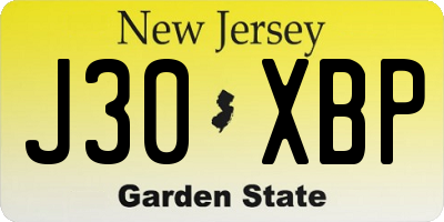 NJ license plate J30XBP