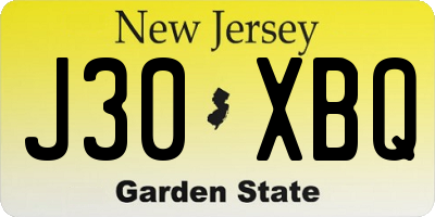 NJ license plate J30XBQ