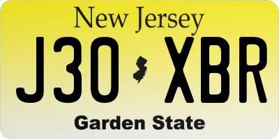 NJ license plate J30XBR