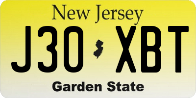 NJ license plate J30XBT