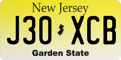 NJ license plate J30XCB
