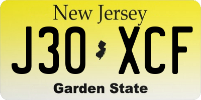 NJ license plate J30XCF