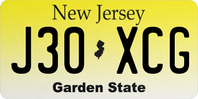 NJ license plate J30XCG