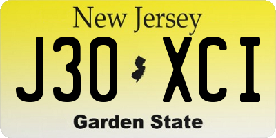 NJ license plate J30XCI