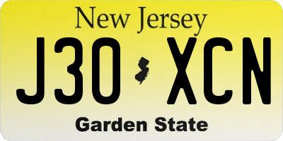 NJ license plate J30XCN