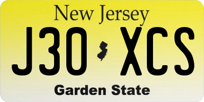 NJ license plate J30XCS