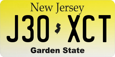 NJ license plate J30XCT