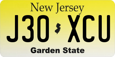 NJ license plate J30XCU