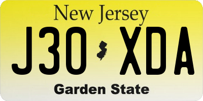 NJ license plate J30XDA