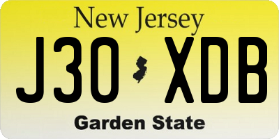 NJ license plate J30XDB