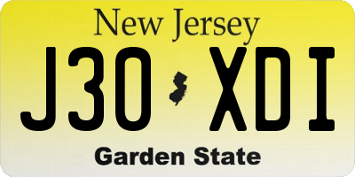 NJ license plate J30XDI
