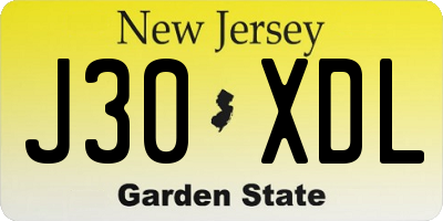 NJ license plate J30XDL