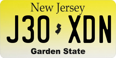 NJ license plate J30XDN