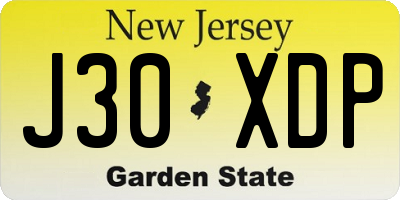 NJ license plate J30XDP