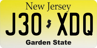 NJ license plate J30XDQ
