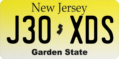 NJ license plate J30XDS