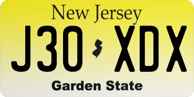 NJ license plate J30XDX