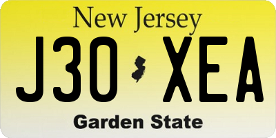 NJ license plate J30XEA