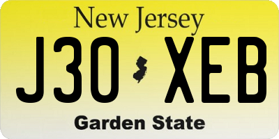 NJ license plate J30XEB